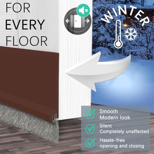 2 Pack Under Door Draft Stoppers with Brush Seal Brown
