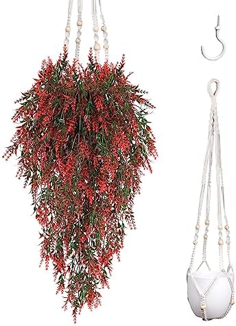 RECUTMS Artificial Lavender Hanging Plant with Pot
