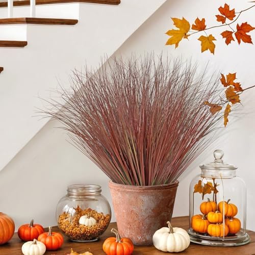 24 Pack Red Artificial Onion Grass for Outdoor and Indoor Decor