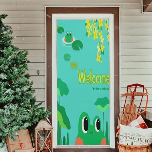 Susiyo Hello Spring Frog Halloween Door Cover 32x79 in