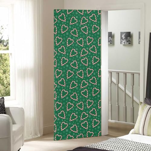 Susiyo Christmas Candies Heart Door Cover Stretch Fabric for Home Party Decorations 32x79 in