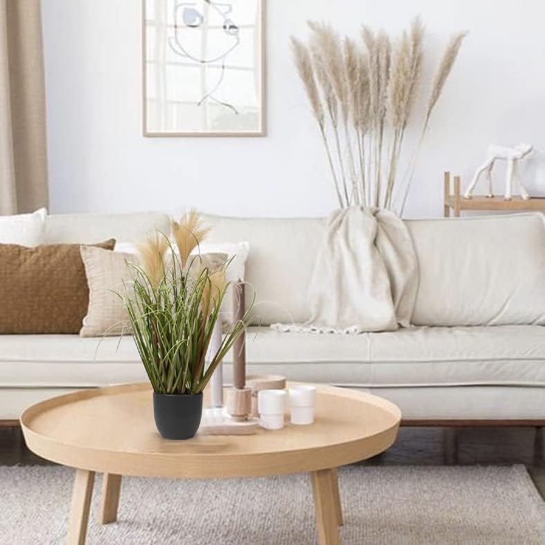 Briful 17 Inch Artificial Potted Plants Faux Onion Grass for Home Office Bedroom Living Room Table Decoration