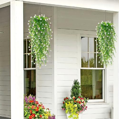SOMYTING Artificial Hanging Eucalyptus Plants 6PCS White