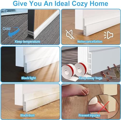 2 pcs Door Draft Stoppers for Bottom of Door Soundproof Door Sealer with Weather Stripping Insulation