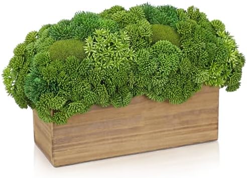 Briful Artificial Succulent Plants in Wooden Planter Pot