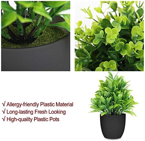 LELEE Artificial Potted Plants 4 Pack Medium Eucalyptus Decorative Grass
