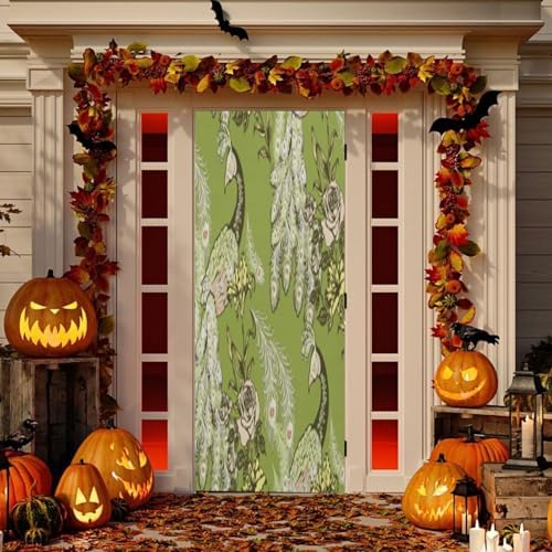 Susiyo Retro Green Peacock Door Cover Fabric Decor 36x98in