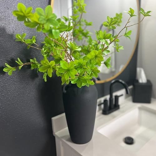 12 Inch Black Ceramic Vase with 5 Branches Artificial Greenery Set