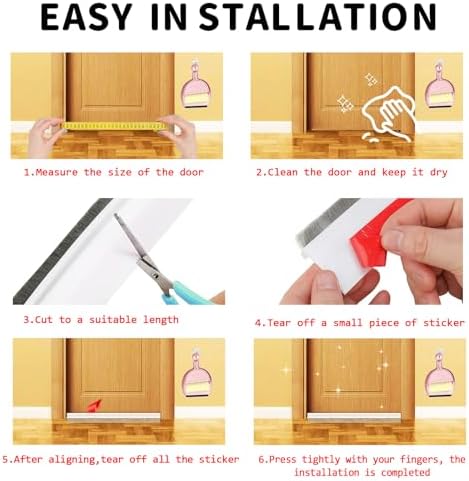 OHLLWERD Door Sweep Set 2 Pcs Under Door Draft Stopper with Brush Seals and Dust Pan