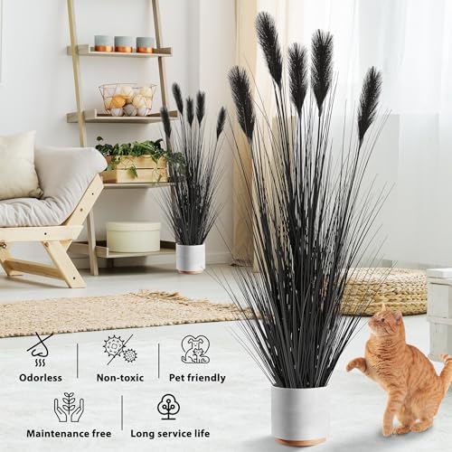 KOL 5ft Black Feather Reed Artificial Grass Plant