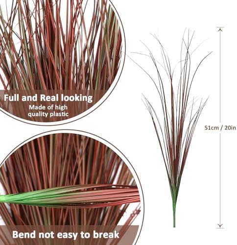 24 Pack Red Artificial Onion Grass for Outdoor and Indoor Decor