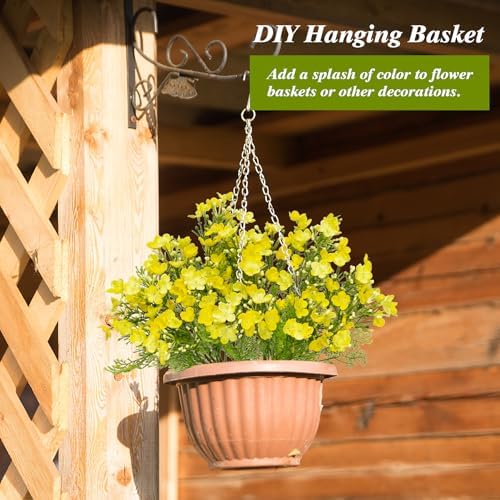 Uqueeten Artificial Hydrangea Flowers Yellow 4pcs Outdoor Indoor Decor