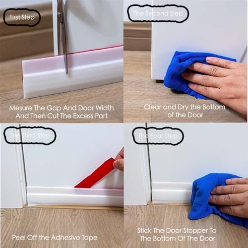 2 Pack Door Draft Stoppers for Bottom of Door 39 Inch White Silicone Weather Stripping Door Seal