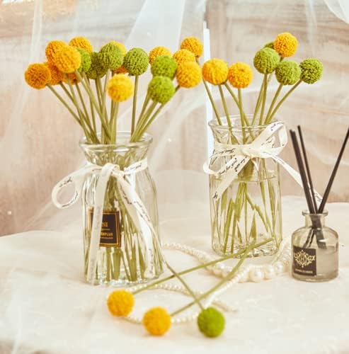 Rikyo 18 Stem Artificial Billy Balls Bouquet 10 Inch Golden Flowers for Home Decor
