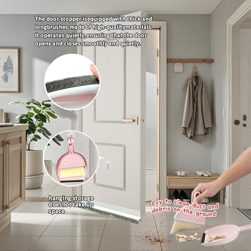 OHLLWERD Door Sweep Set 2 Pcs Under Door Draft Stopper with Brush Seals and Dust Pan