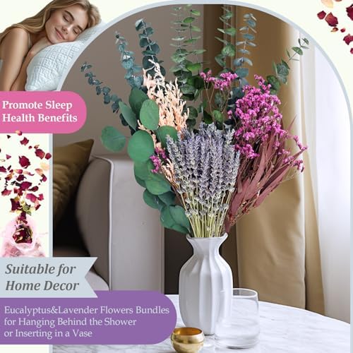 100pcs Dried Lavender Eucalyptus Bouquet for Home Decor and Bathroom Hanging