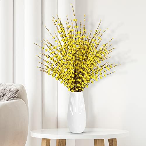 Sggvecsy 10 Pcs 295 Inch Artificial Jasmine Flowers Bouquet Yellow