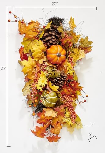 25 Inch Artificial Fall Decor Teardrop Swag