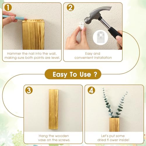 4 Sets Wood Wall Planters for Artificial Plants and Dried Flowers