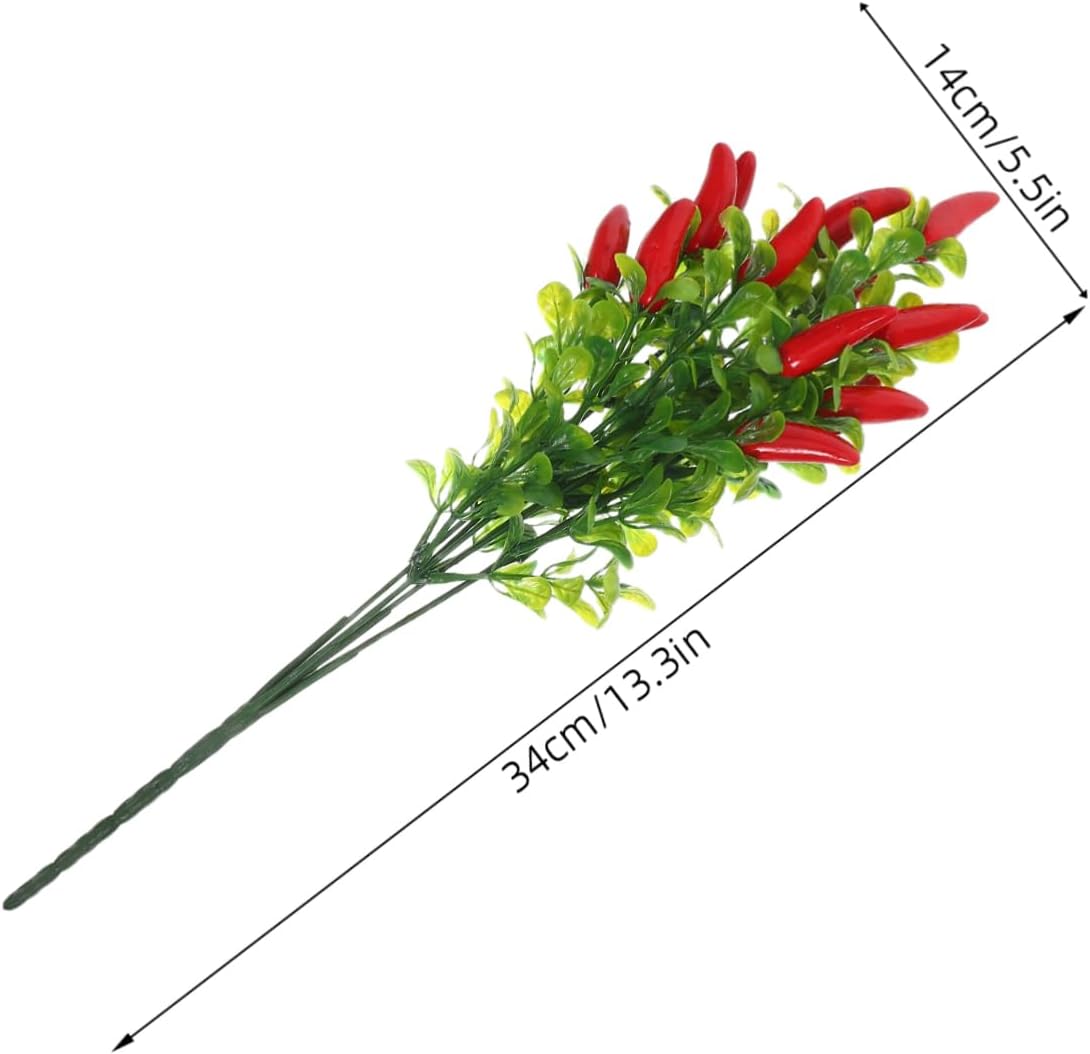 3pcs Lifelike Faux Red Chili Pepper Stems for Home Decor