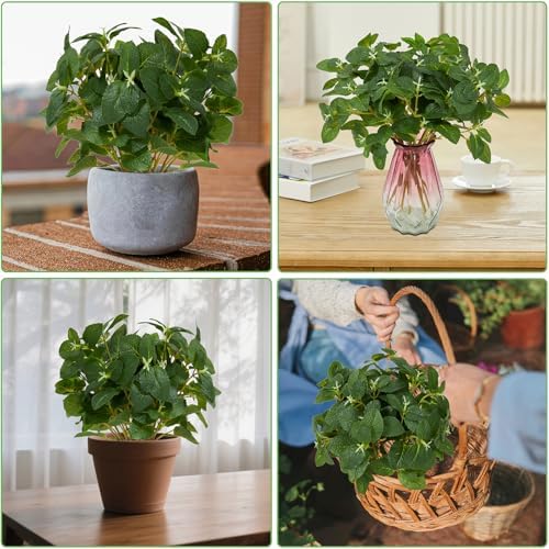12pcs Artificial Mint Plant Faux Greenery Decor