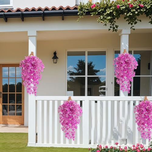3Pcs Artificial Hanging Rose Plants 295 in UV Resistant for Home Indoor Outdoor Decor Wedding Party