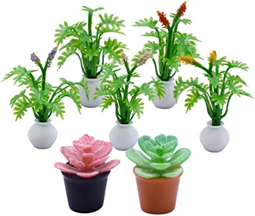7Pcs Miniature Plants Realistic Bonsai Decor for Dollhouse and Mini Garden