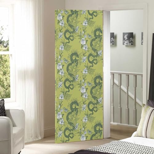 Susiyo Asian Dragon Green Christmas Door Cover Decoration 32x79in
