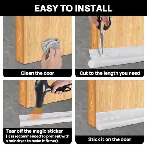 2 Pack Door Draft Stopper - 37 Inch Adjustable Under Door Blocker
