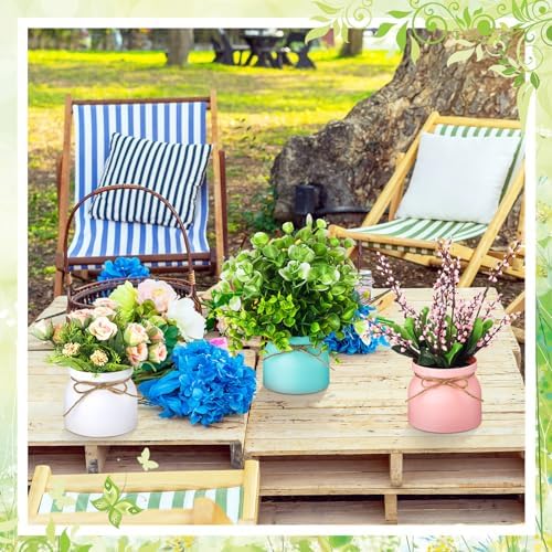 9 Pcs Artificial Pot Flowers with Vase Table Decor