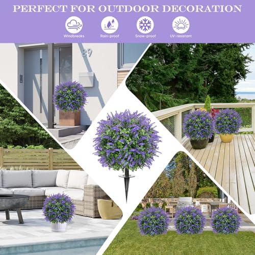 23 Inch Set of 2 Artificial Boxwood Topiary with Sunflowers for Outdoor Decor