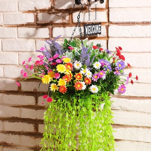 24 Pcs UV Resistant Artificial Plants for Outdoor Decor