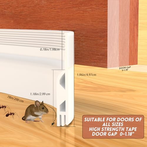 Floatlive Door Draft Stopper Weather Seal 78 in White