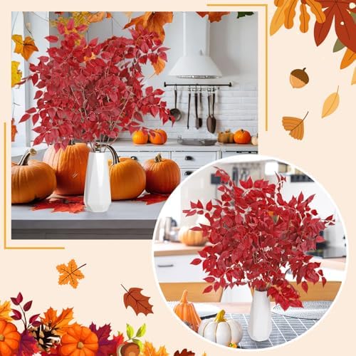 6pcs 39inch Artificial Cimicifuga Plant Leaves for Fall Decor
