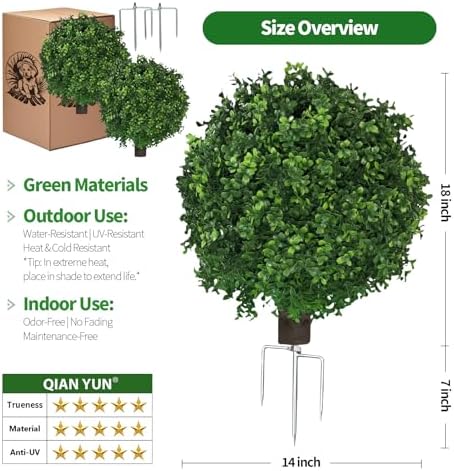 QIANYUN 22 Inch Artificial Boxwood Decorative Ball