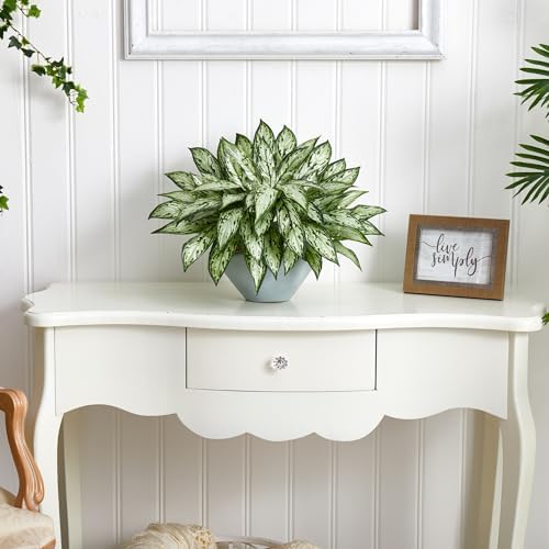Nearly Natural Silver Queen Artificial Plant in Green Vase 1