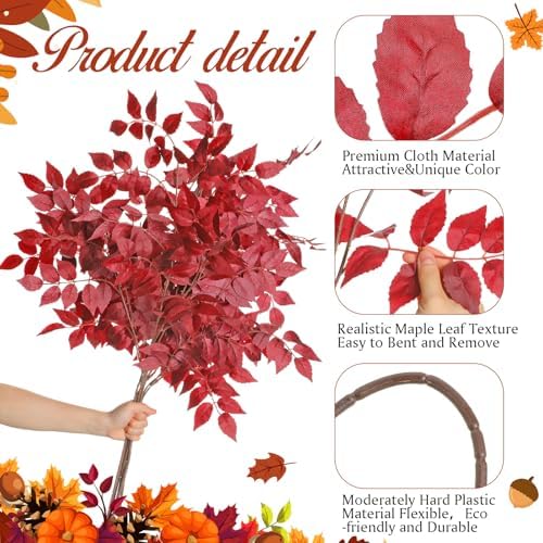 6pcs 39inch Artificial Cimicifuga Plant Leaves for Fall Decor