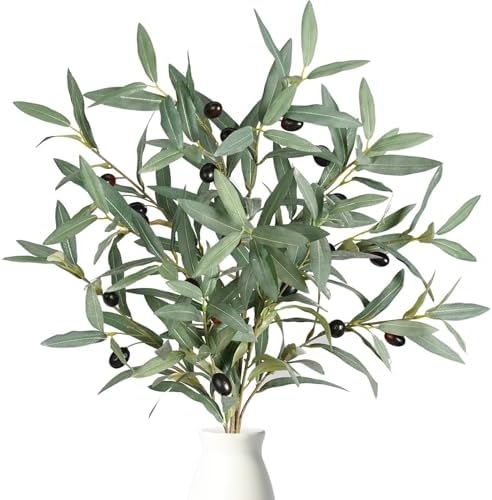 MelorcaGuilla Artificial Plants 3PCS 39 Olive Branches for Vase Decoration