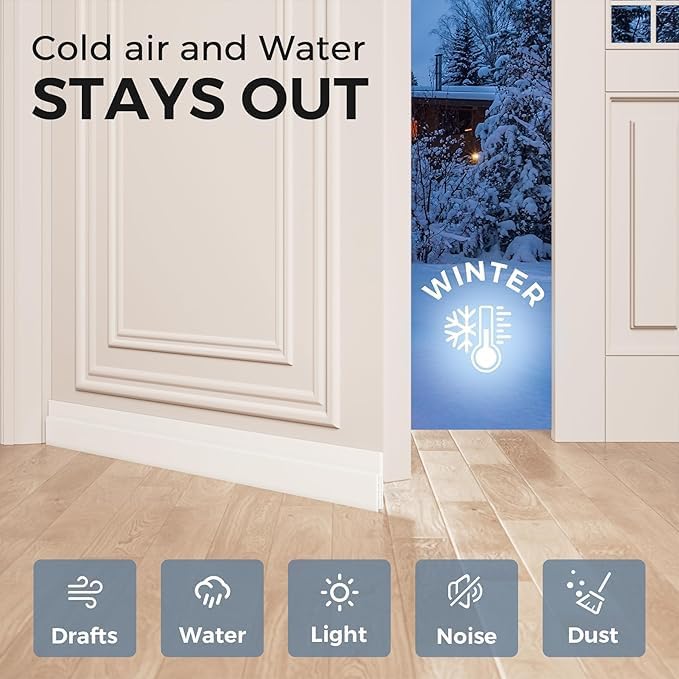 2 Pack Door Draft Stopper Weather Stripping Door Seal Silicone Material 2 W x 39 L