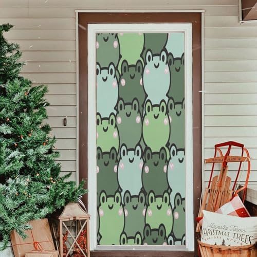 Susiyo Frog Green Halloween Door Cover Stretch Fabric Door Decoration for Home Parties and Holidays