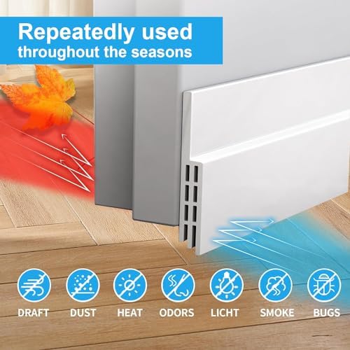 2 pcs Door Draft Stoppers for Bottom of Door Soundproof Door Sealer with Weather Stripping Insulation