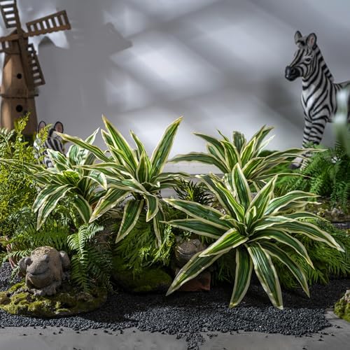 Yarmare 4 Pcs Artificial Dracaena Stems Greenery Plant Realistic Fake Leaves for Home Decor