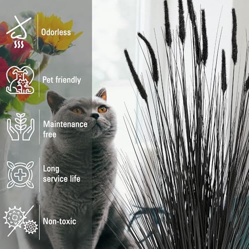 KOL Artificial 5ft Horsetail Reed Grass Plant in Black