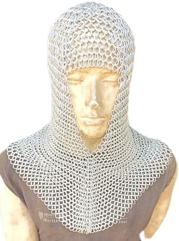 10 mm 16 Gauge Butted Aluminum Chain Mail Hood Coif Silver
