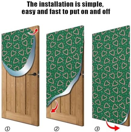 Susiyo Christmas Candies Heart Door Cover Stretch Fabric for Home Party Decorations 32x79 in