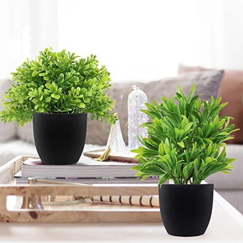 LELEE Artificial Potted Plants 4 Pack Medium Eucalyptus Decorative Grass