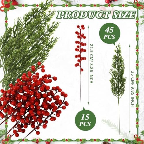 Ceenna 60 Pcs Artificial Christmas Flowers Set