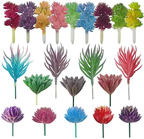 Cayway 21PCS Multicolor Plastic Succulent Plants 3 Styles Indoor Outdoor Decor