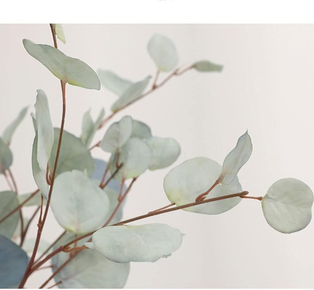 Faux Eucalyptus Artificial Flowers with Glass Vase for Home Decor