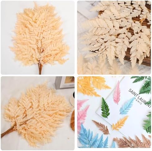 Tavkite Dried Boston Ferns 10 PCS Realistic Leaves for Wedding Decorations
